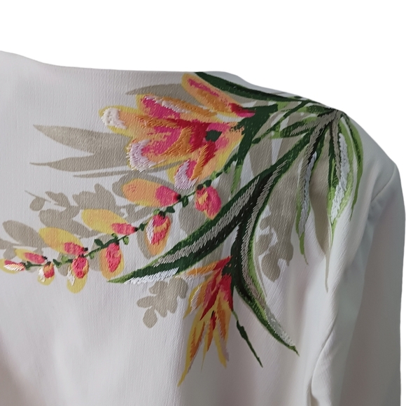 Vtge Size L Draper's & Damon's Floral Embroidered Womens Jacket White - Picture 6 of 7